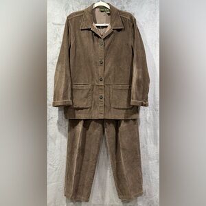VTG LL Bean Chore Barn Coat Women’s L Brown Corduroy And Size 14 Reg Pants Set